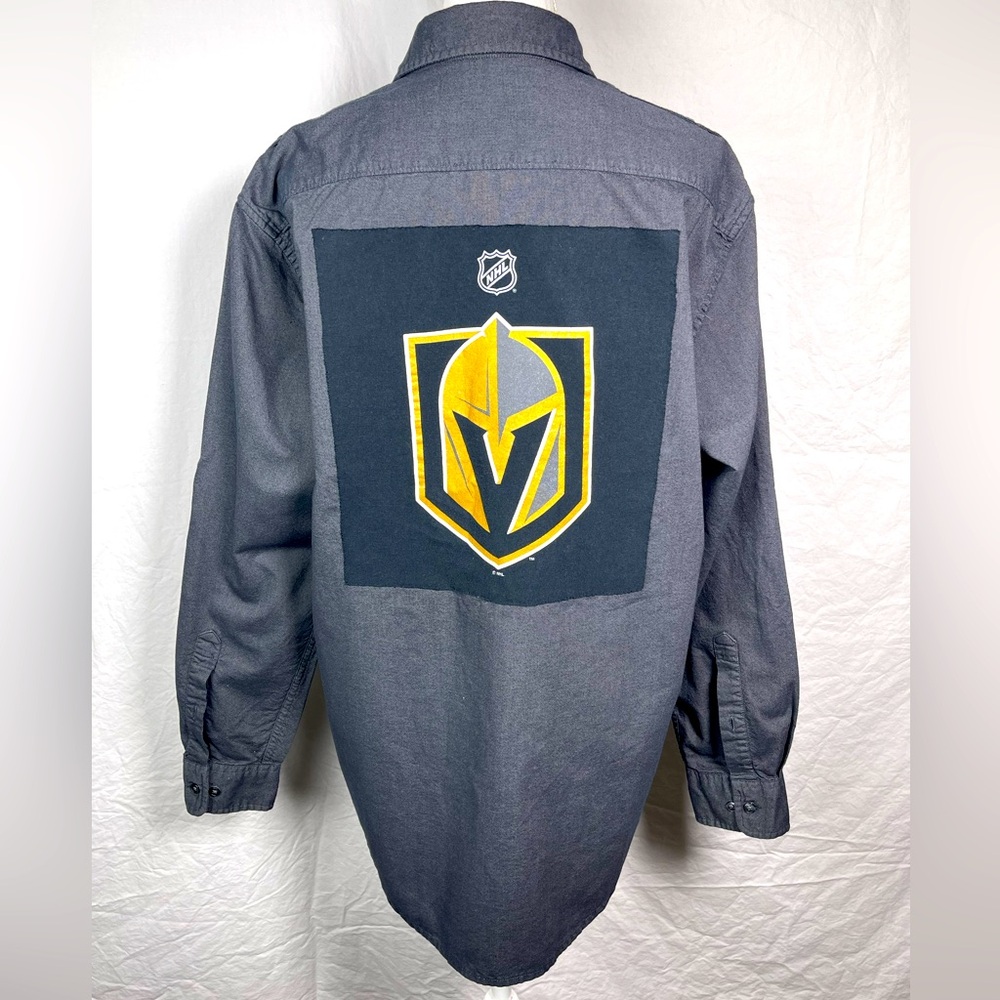 NHL Las Vegas Golden Knights Upcycled Button Up Long Sleeve Shirt-Large